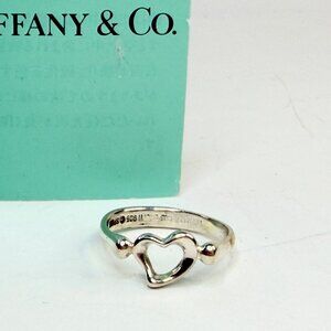 Authentic Tiffany & Co Elsa Peretti Sterling Open Heart Ring with pouch JR1300